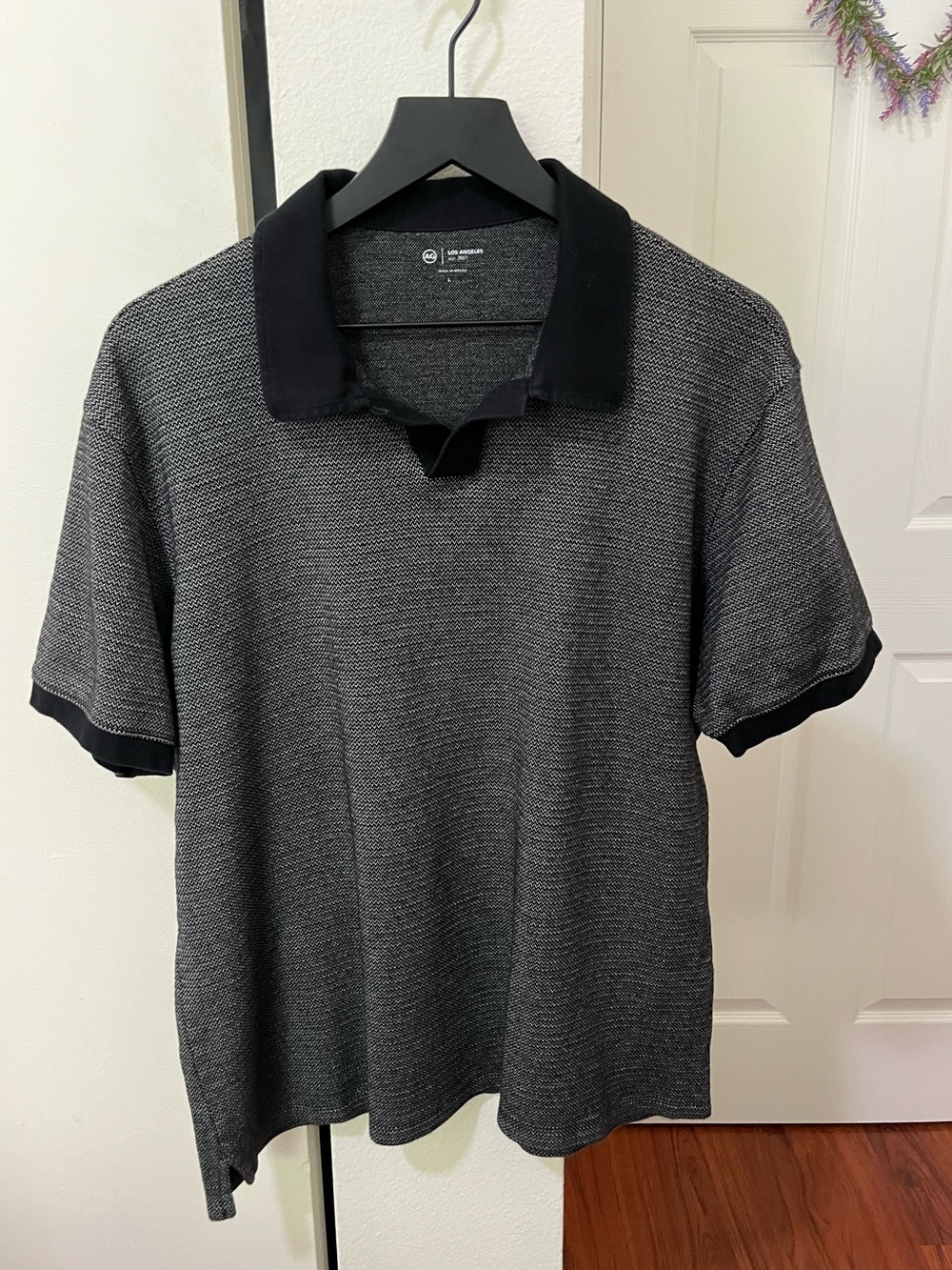 Ag Adriano Goldschmied Black Heather Knit Polo